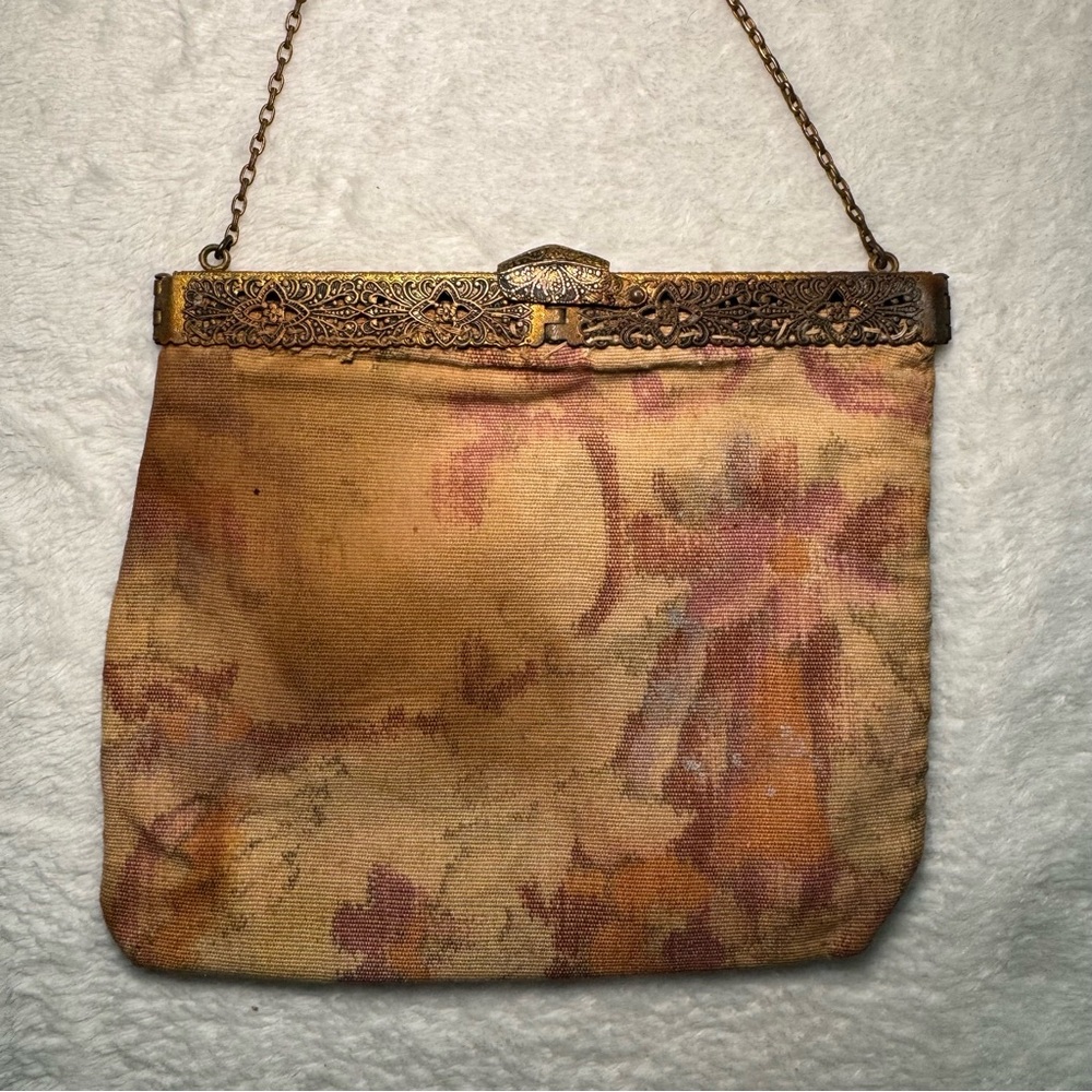 Antique 1920s Dutch Tapestry Floral Metal Frame Purse Clutch Bag - Picture 6 of 8